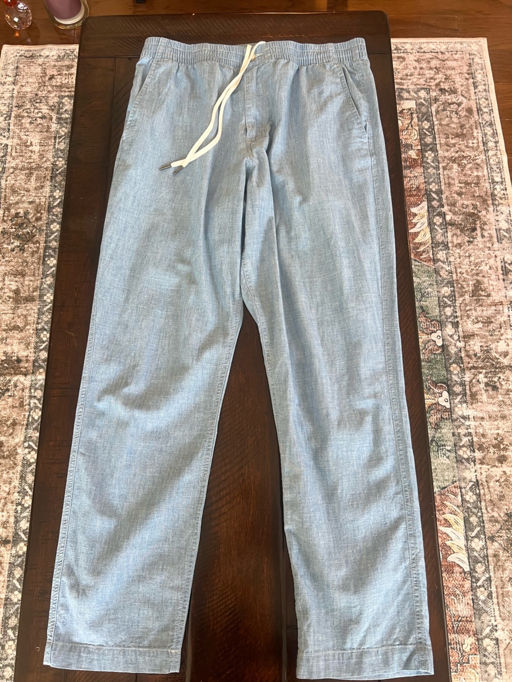 Polo Ralph Lauren Chambray Drawstring Pants Men XL Blue Cotton